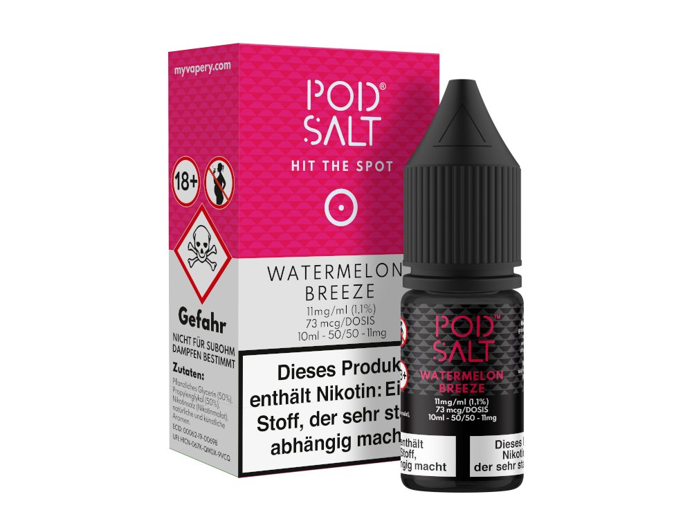 Pod Salt - Watermelon Breeze - 10ml Fertigliquid (Nikotinsalz) - 1er Packung 11 mg/ml - Vapes4you