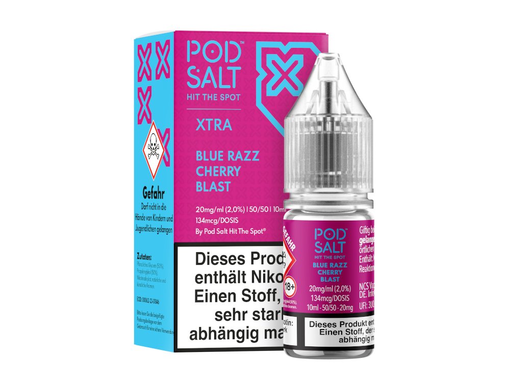 Pod Salt X - Blue Razz Cherry Blast - 10ml Fertigliquid (Nikotinsalz) - Blue Razz Cherry Blast 1er Packung 20 mg/ml Vapes4you