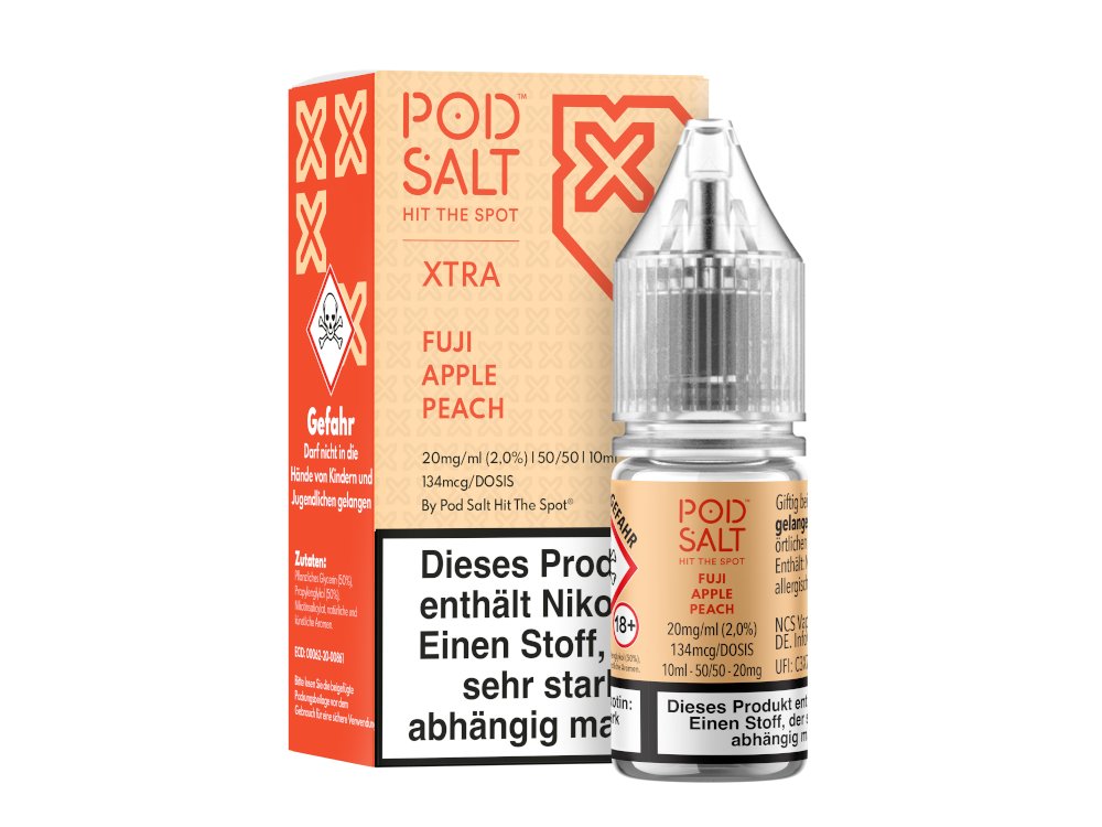 Pod Salt X - Fuji Apple Peach - 10ml Fertigliquid (Nikotinsalz) - 1er Packung 20 mg/ml - Vapes4you