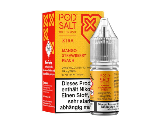 Pod Salt X - Mango Strawberry Peach - 10ml Fertigliquid (Nikotinsalz) - 1er Packung 20 mg/ml - Vapes4you