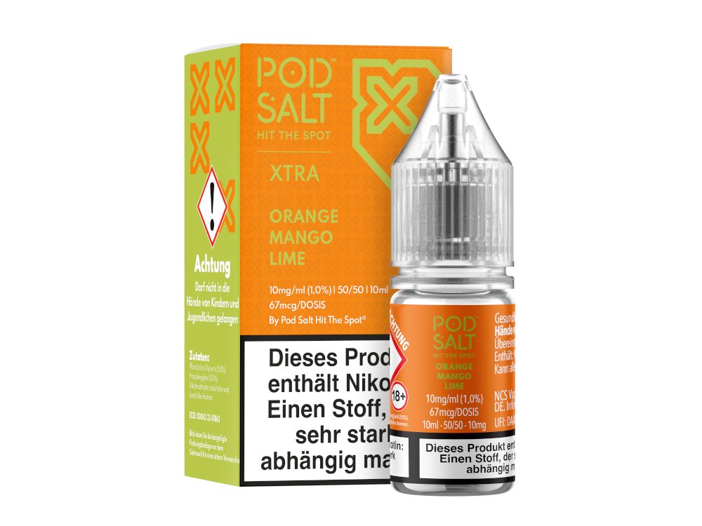 Pod Salt X - Orange Mango Lime - 10ml Fertigliquid (Nikotinsalz) - Orange Mango Lime 1er Packung 10 mg/ml- Vapes4you