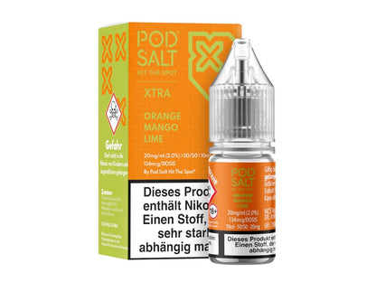 Pod Salt X - Orange Mango Lime - 10ml Fertigliquid (Nikotinsalz) - Orange Mango Lime 1er Packung 20 mg/ml- Vapes4you