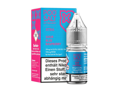 Pod Salt X - Sour Blue Raspberry - 10ml Fertigliquid (Nikotinsalz) - 1er Packung 20 mg/ml - Vapes4you