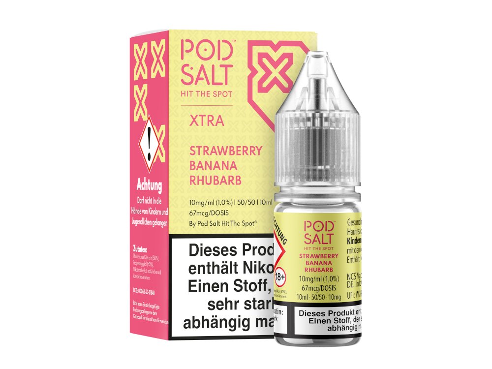 Pod Salt X - Strawberry Banana Rhubarb - 10ml Fertigliquid (Nikotinsalz) - Strawberry Banana Rhubarb 10 mg/ml- Vapes4you