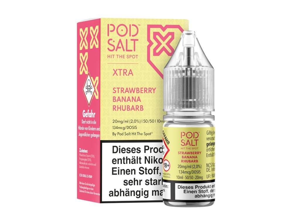 Pod Salt X - Strawberry Banana Rhubarb - 10ml Fertigliquid (Nikotinsalz) - Strawberry Banana Rhubarb 20 mg/ml- Vapes4you