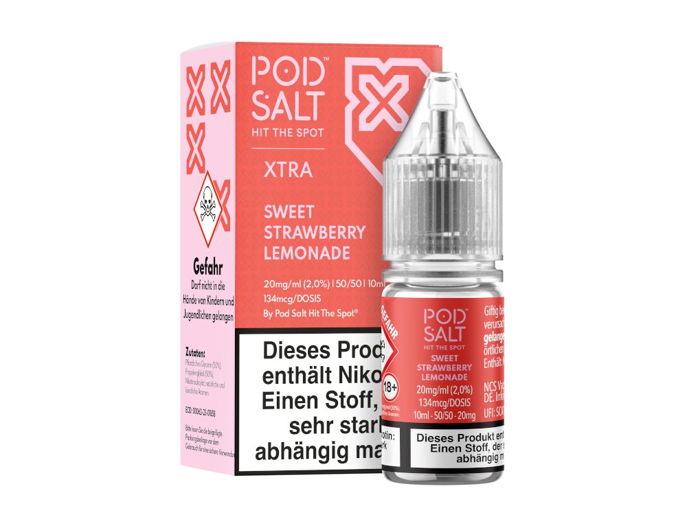 Pod Salt X - Sweet Strawberry Lemonade - 10ml Fertigliquid (Nikotinsalz) - Sweet Strawberry Lemonade 20 mg/ml- Vapes4you