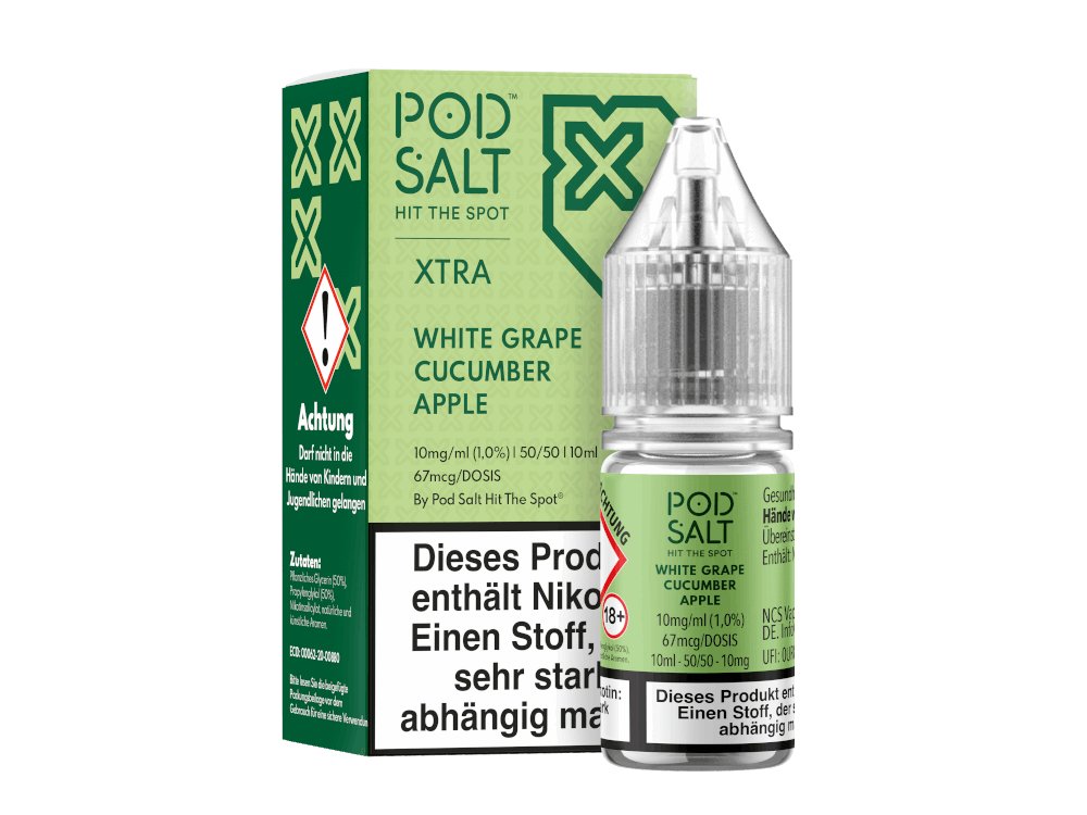 Pod Salt X - White Grape Cucumber Apple - 10ml Fertigliquid (Nikotinsalz) - 1er Packung 10 mg/ml - Vapes4you