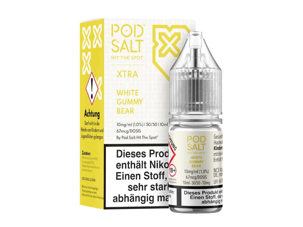 Pod Salt X - White Gummy Bear - 10ml Fertigliquid (Nikotinsalz) - White Gummy Bear 1er Packung 10 mg/ml- Vapes4you