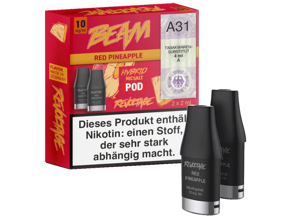 Revoltage - Beam - 2ml Prefilled Pods (2 Stück pro Packung) (Nikotin) - Red Pineapple 1er Packung 10 mg/ml- Vapes4you
