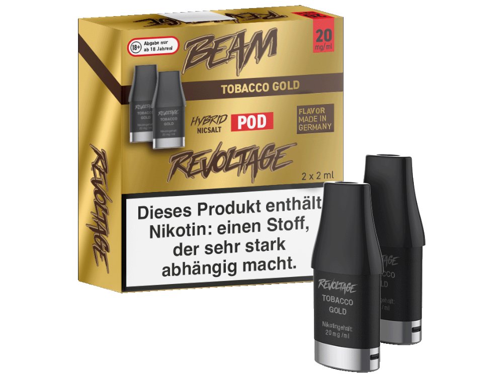 Revoltage - Beam - 2ml Prefilled Pods (2 Stück pro Packung) (Nikotin) - Tobacco Gold 1er Packung 20 mg/ml- Vapes4you