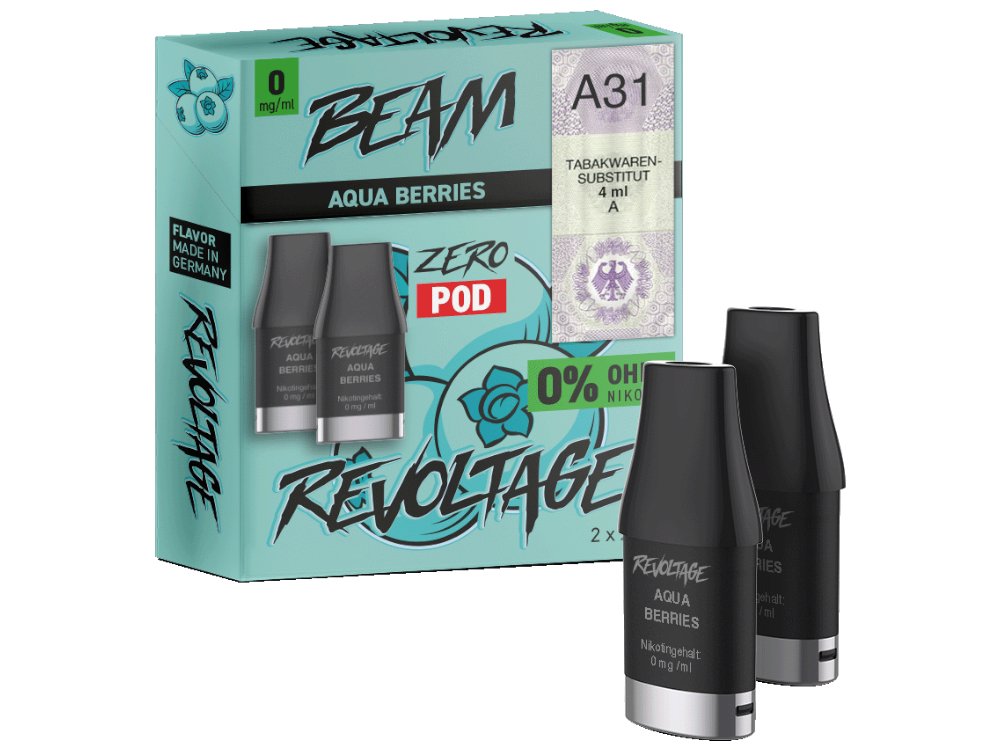 Revoltage - Beam - 2ml Prefilled Pods (2 Stück pro Packung) (Nikotinfrei) - Aqua Berries 1er Packung 0 mg/ml- Vapes4you