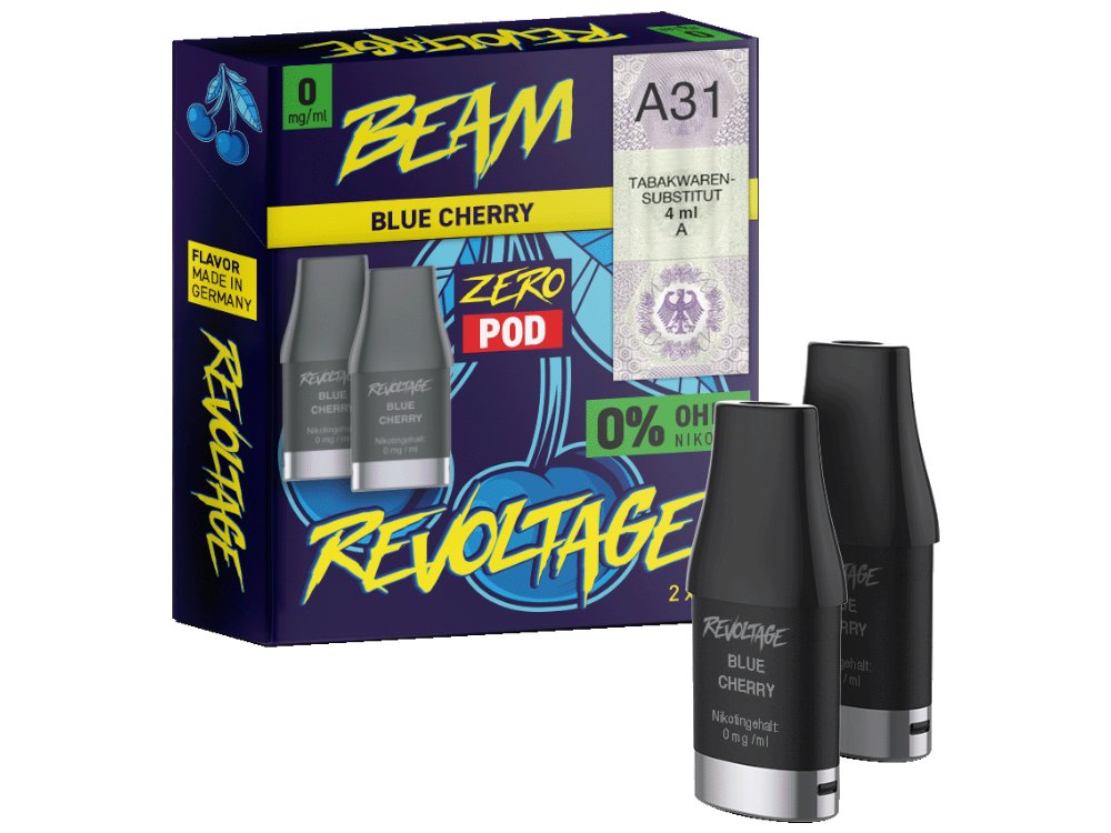 Revoltage - Beam - 2ml Prefilled Pods (2 Stück pro Packung) (Nikotinfrei) - Blue Cherry 1er Packung 0 mg/ml- Vapes4you