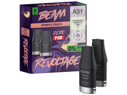 Revoltage - Beam - 2ml Prefilled Pods (2 Stück pro Packung) (Nikotinfrei) - Purple Peach 1er Packung 0 mg/ml- Vapes4you