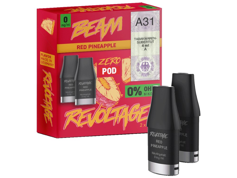 Revoltage - Beam - 2ml Prefilled Pods (2 Stück pro Packung) (Nikotinfrei) - Red Pineapple 1er Packung 0 mg/ml- Vapes4you