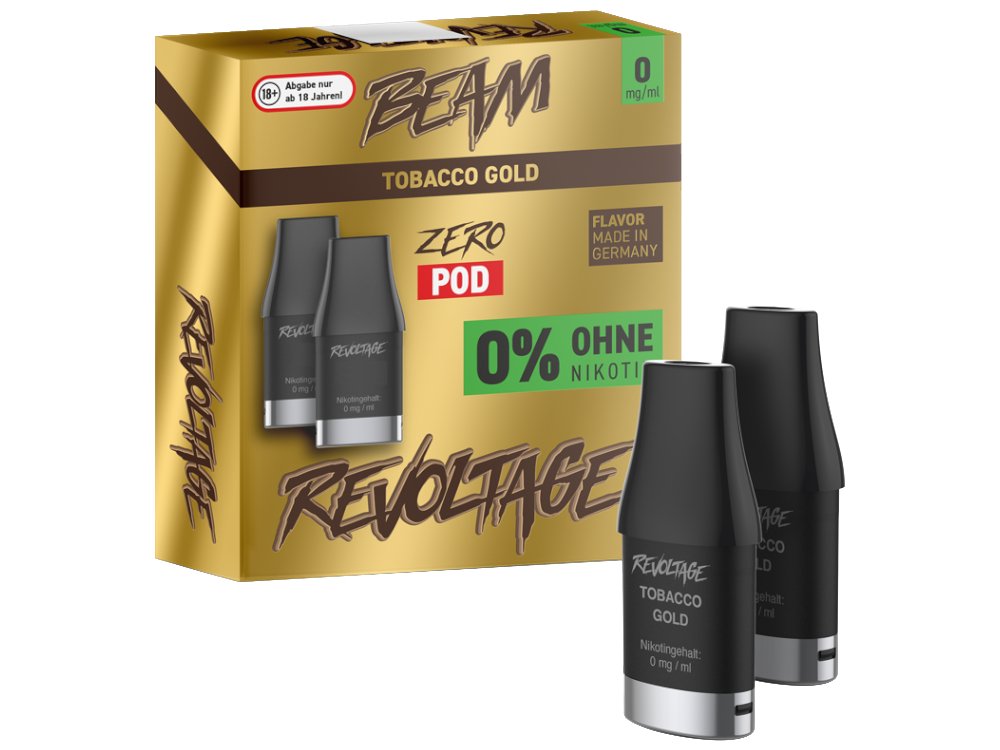 Revoltage - Beam - 2ml Prefilled Pods (2 Stück pro Packung) (Nikotinfrei) - Tobacco Gold 1er Packung 0 mg/ml- Vapes4you