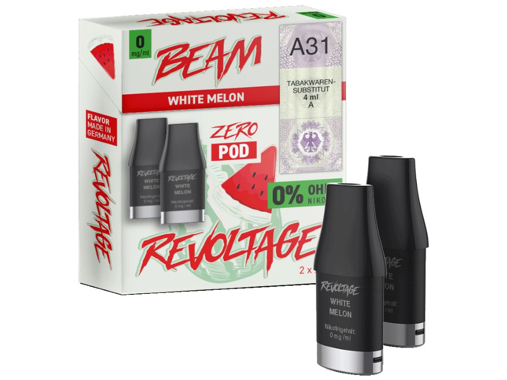 Revoltage - Beam - 2ml Prefilled Pods (2 Stück pro Packung) (Nikotinfrei) - White Melon 1er Packung 0 mg/ml- Vapes4you