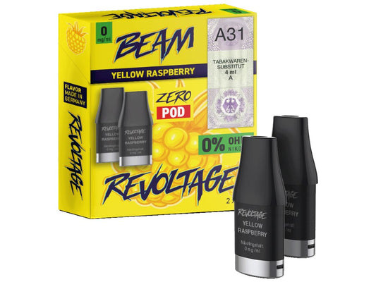 Revoltage - Beam - 2ml Prefilled Pods (2 Stück pro Packung) (Nikotinfrei) - Yellow Raspberry 1er Packung 0 mg/ml- Vapes4you