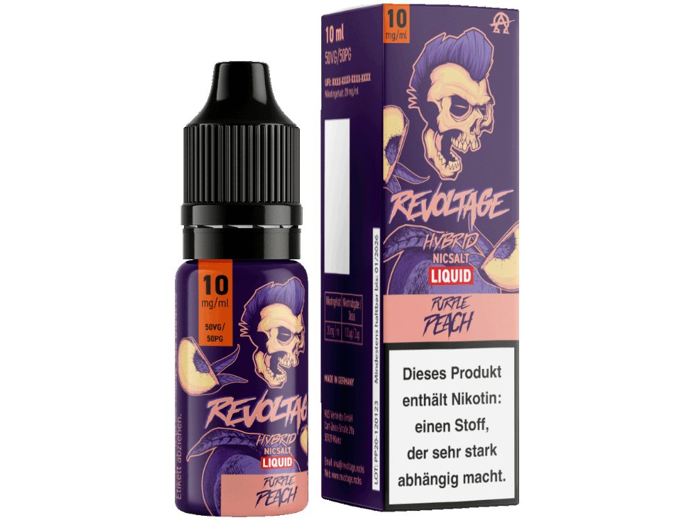 Revoltage - Purple Peach - 10ml Fertigliquid (Nikotinfrei/Hybrid Nikotinsalz) - 1er Packung 10 mg/ml - Vapes4you