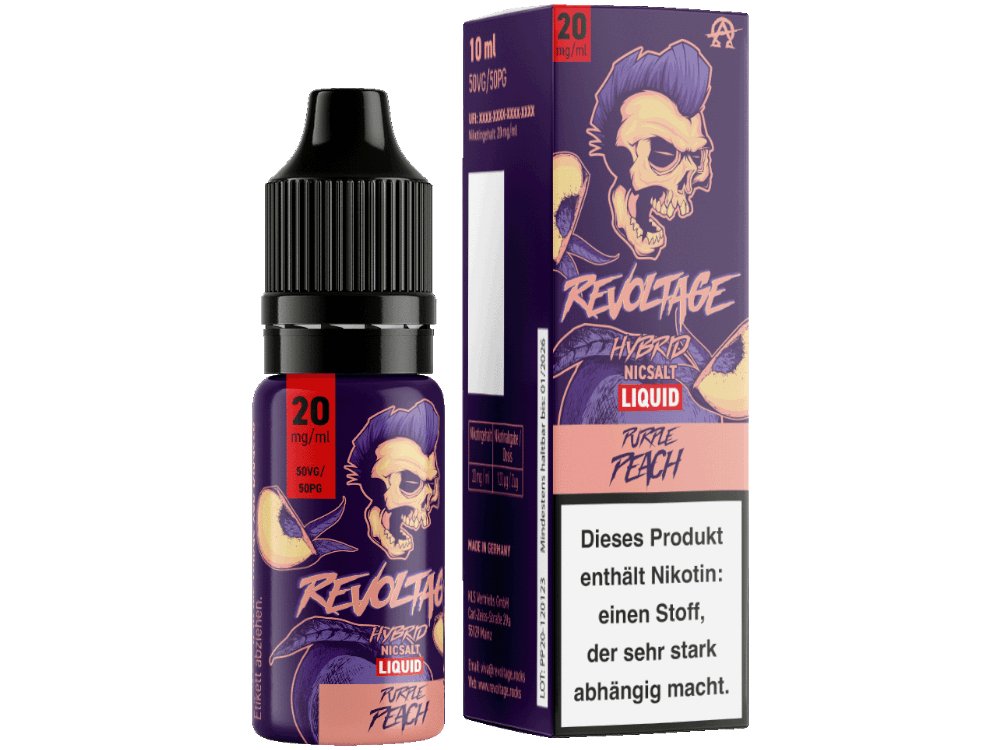 Revoltage - Purple Peach - 10ml Fertigliquid (Nikotinfrei/Hybrid Nikotinsalz) - 1er Packung 20 mg/ml - Vapes4you