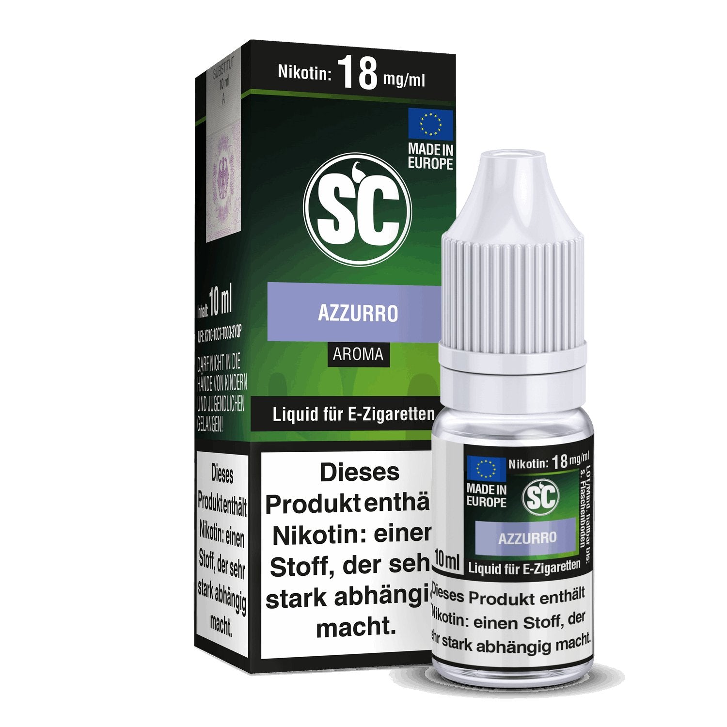 SC - Blue Azzuro - 10ml Fertigliquid (Nikotinfrei/Nikotin) - 1er Packung 18 mg/ml - Vapes4you
