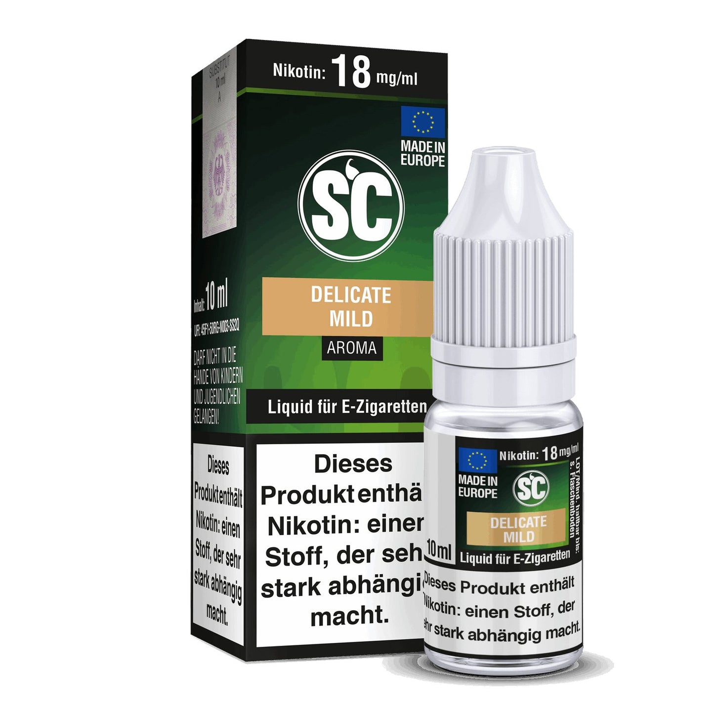 SC - Delicate Mild Tabak - 10ml Fertigliquid (Nikotinfrei/Nikotin) - 1er Packung 0 mg/ml - Vapes4you