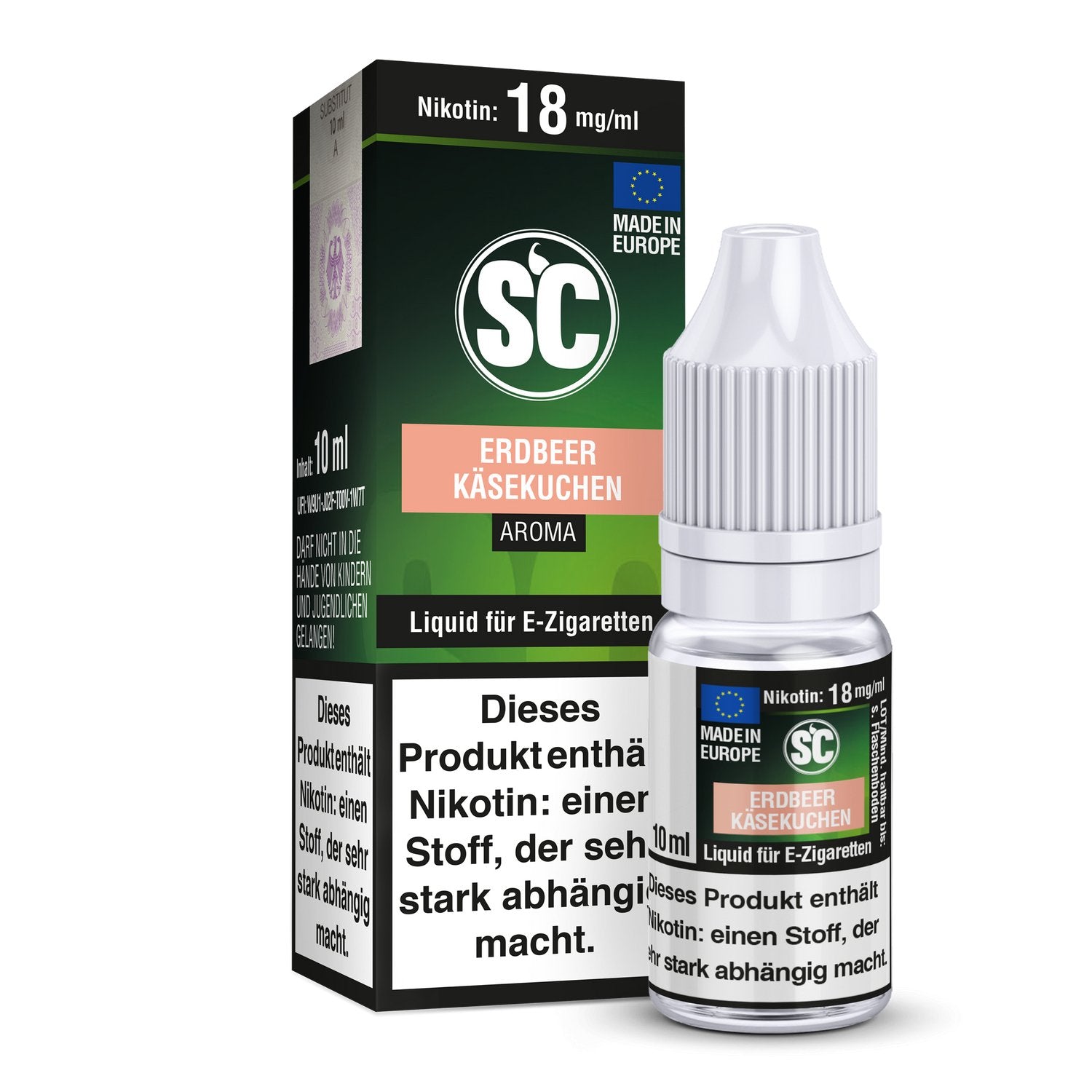 SC - Erdbeer Käsekuchen - 10ml Fertigliquid (Nikotinfrei/Nikotin) - 1er Packung 18 mg/ml - Vapes4you