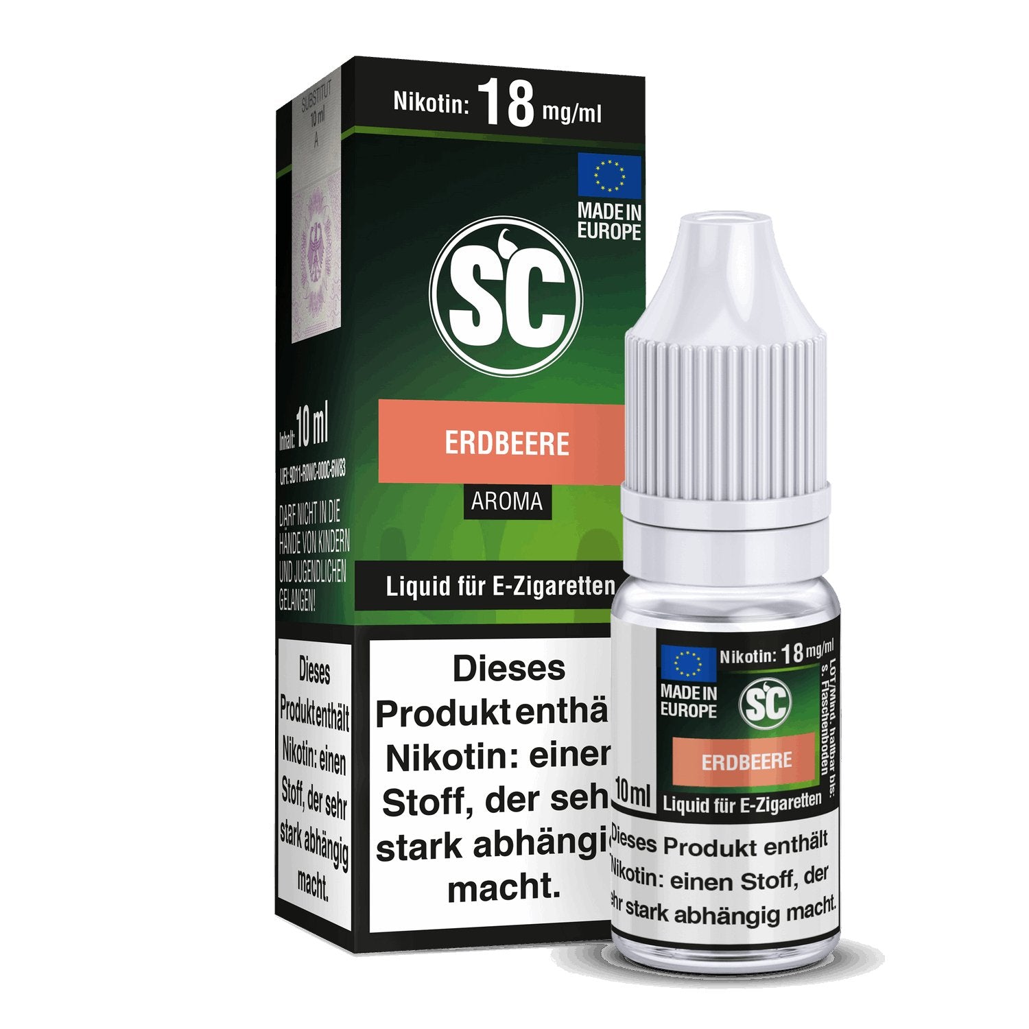 SC - Erdbeere - 10ml Fertigliquid (Nikotinfrei/Nikotin) - 1er Packung 18 mg/ml - Vapes4you