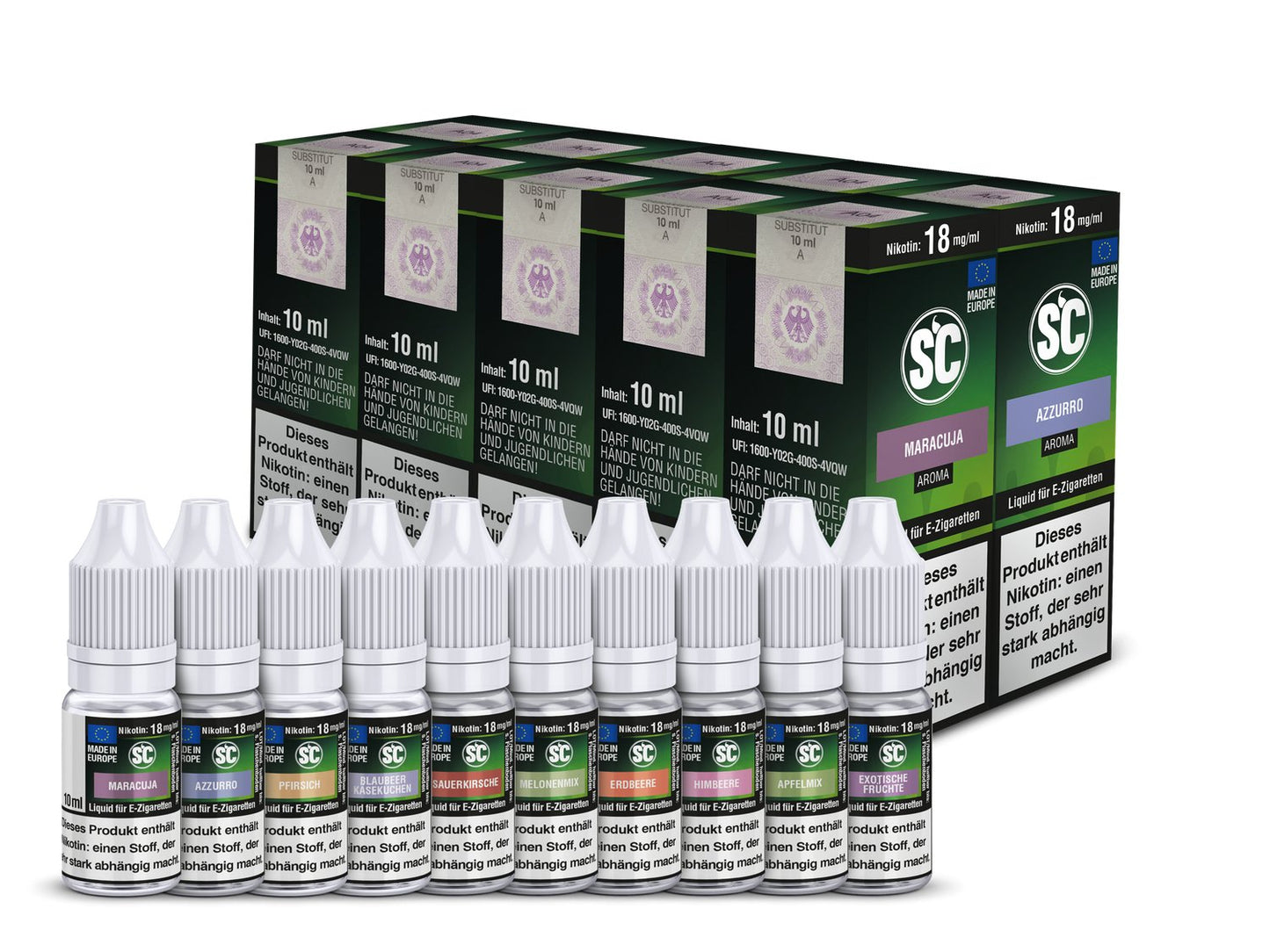 SC - Fruit Probierbox - 10ml Fertigliquid (Nikotinfrei/Nikotin) - 1er Packung 0 mg/ml - Vapes4you