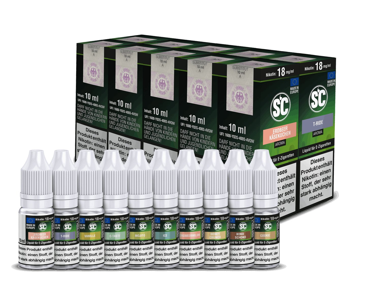 SC - Gourmet Probierbox - 10ml Fertigliquid (Nikotinfrei/Nikotin) - 18 mg/ml - Vapes4you