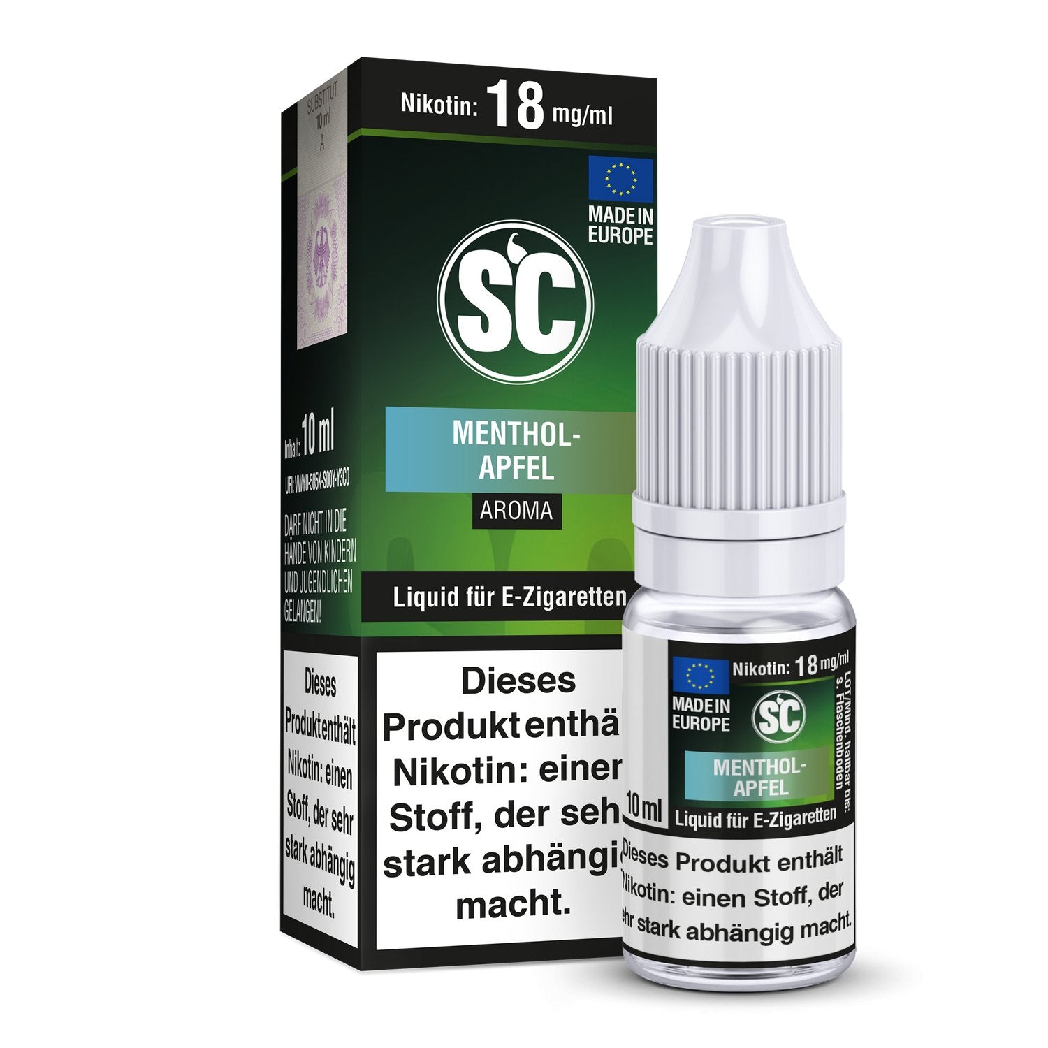 SC - Menthol-Apfel - 10ml Fertigliquid (Nikotinfrei/Nikotin) - 1er Packung 18 mg/ml - Vapes4you