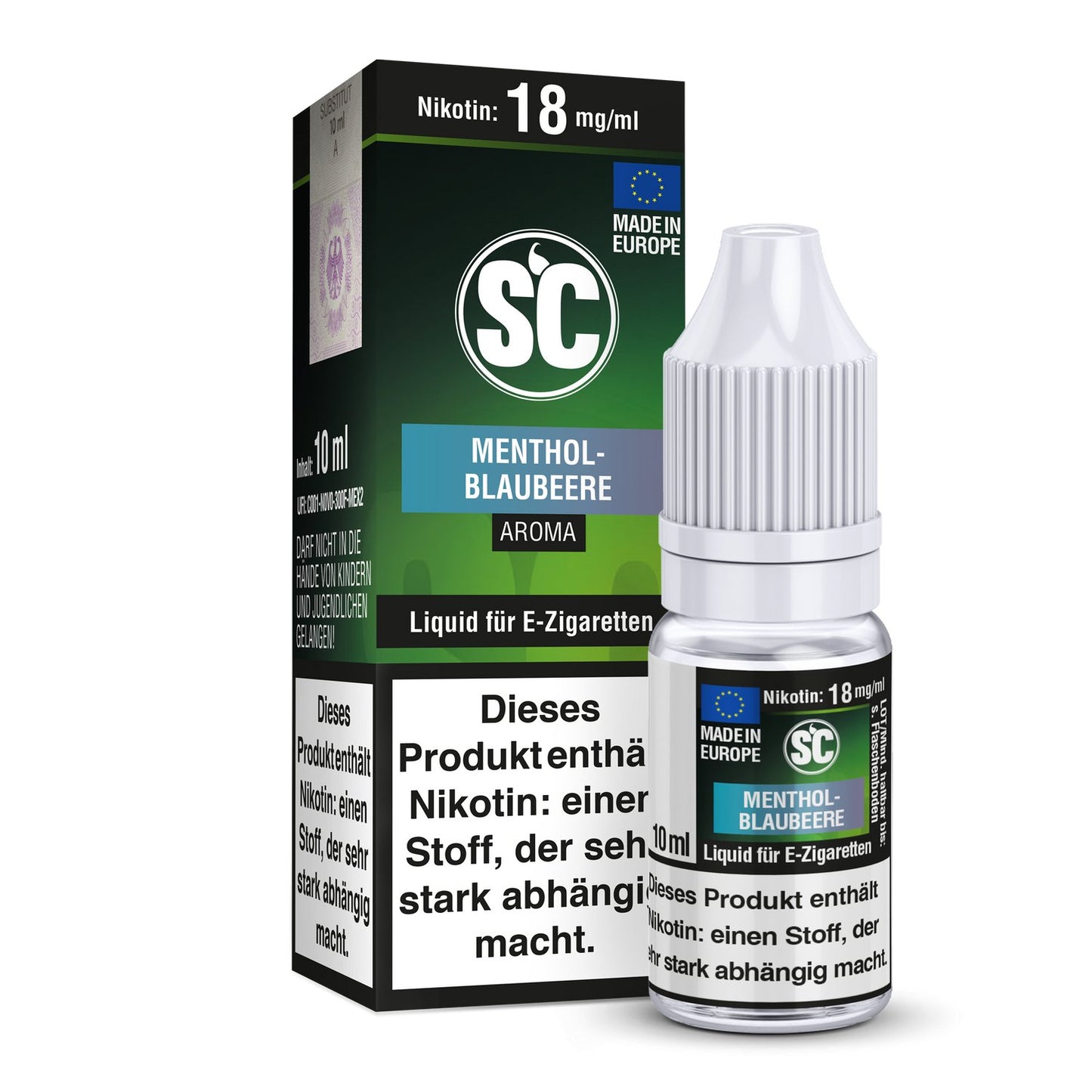 SC - Menthol-Blaubeere - 10ml Fertigliquid (Nikotinfrei/Nikotin) - 1er Packung 18 mg/ml - Vapes4you