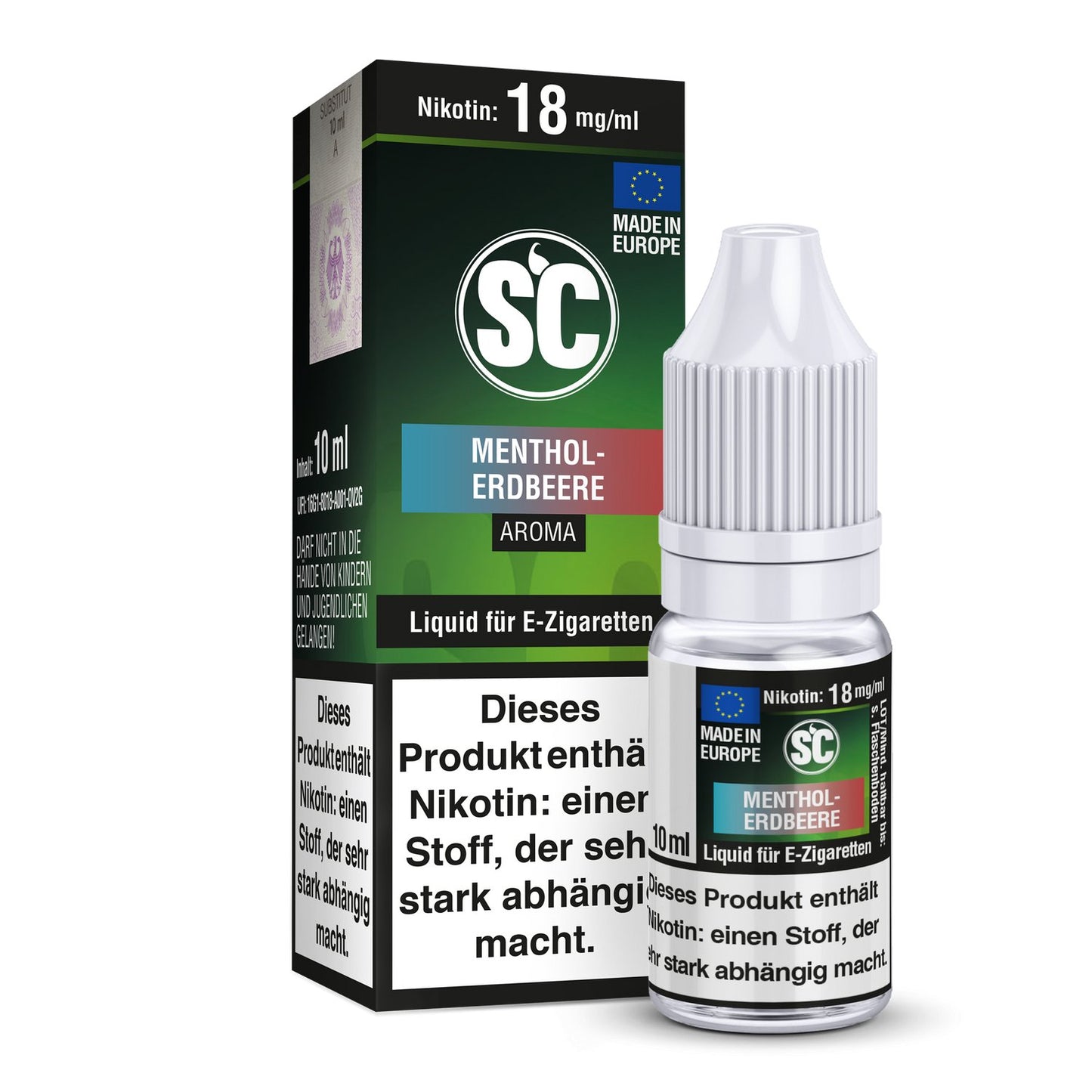 SC - Menthol-Erdbeere - 10ml Fertigliquid (Nikotinfrei/Nikotin) - 1er Packung 12 mg/ml - Vapes4you