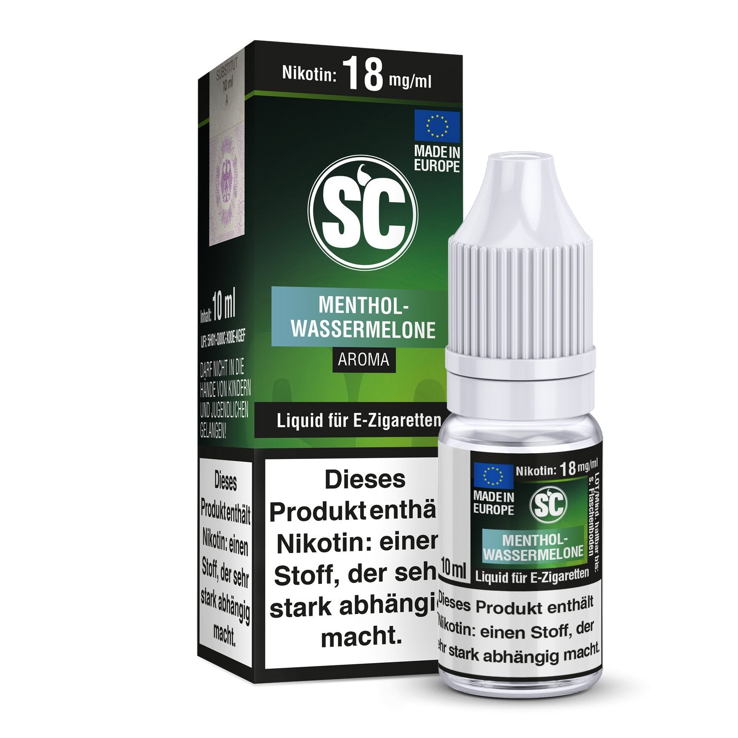 SC - Menthol-Wassermelone - 10ml Fertigliquid (Nikotinfrei/Nikotin) - 1er Packung 18 mg/ml - Vapes4you