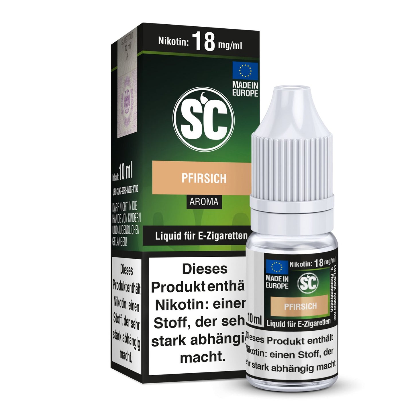 SC - Pfirsich - 10ml Fertigliquid (Nikotinfrei/Nikotin) - 1er Packung 12 mg/ml - Vapes4you