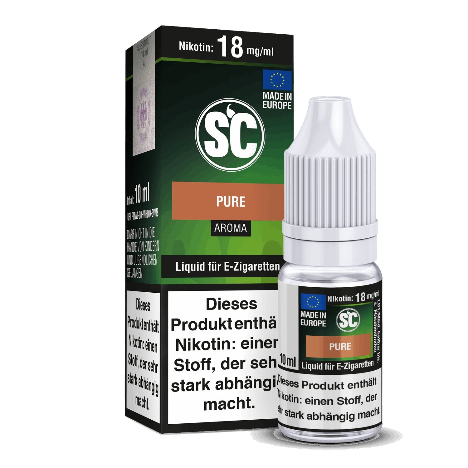 SC - Pure Tabakaroma - 10ml Fertigliquid (Nikotinfrei/Nikotin) - 1er Packung 18 mg/ml - Vapes4you