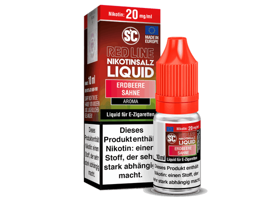 SC - Red Line Erdbeere Sahne - 10ml Fertigliquid (Nikotinfrei/Nikotinsalz) - 1er Packung 20 mg/ml - Vapes4you