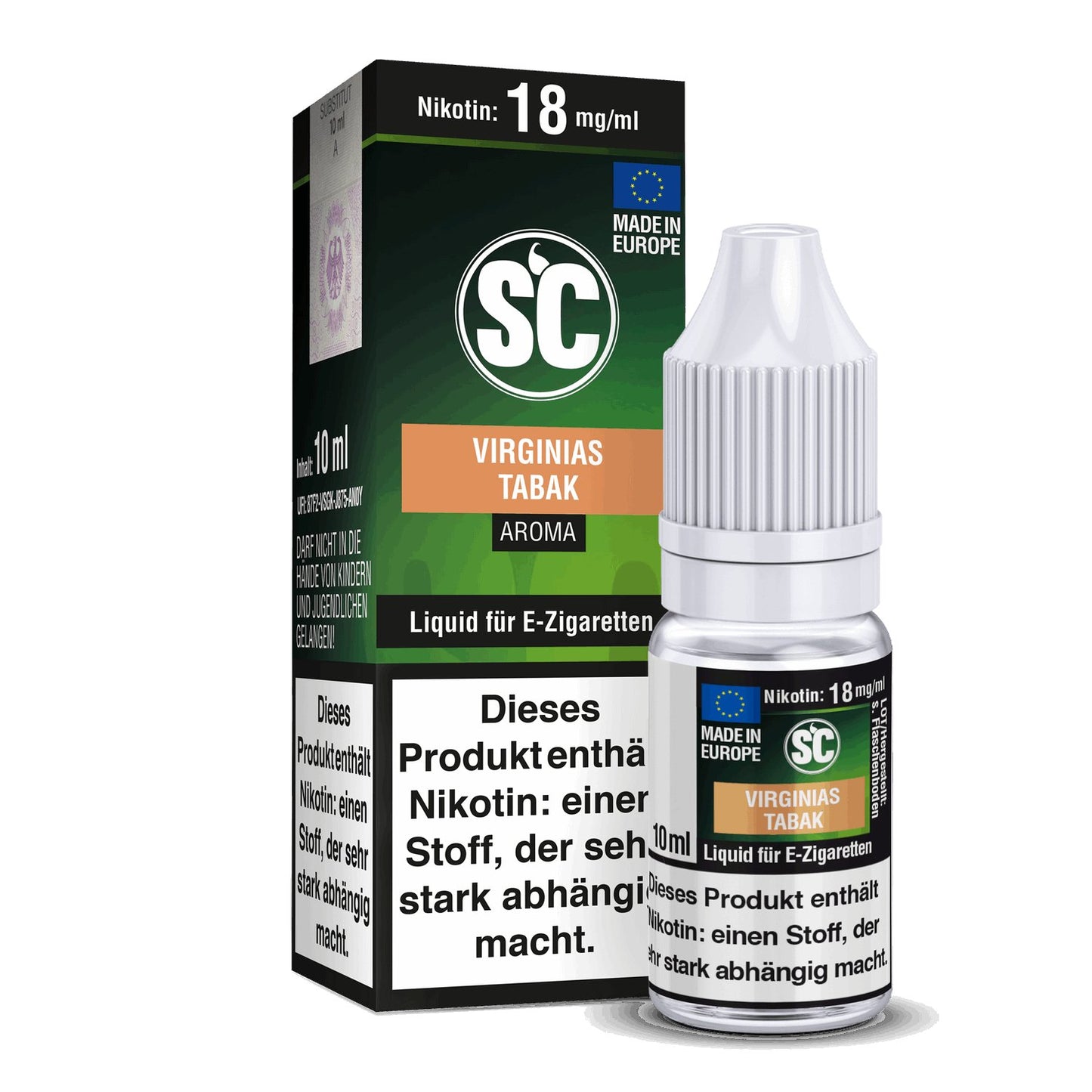 SC - Virginas Best Tabak - 10ml Fertigliquid (Nikotinfrei/Nikotin) - 1er Packung 12 mg/ml - Vapes4you