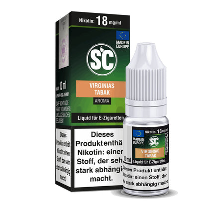 SC - Virginas Best Tabak - 10ml Fertigliquid (Nikotinfrei/Nikotin) - 1er Packung 18 mg/ml - Vapes4you