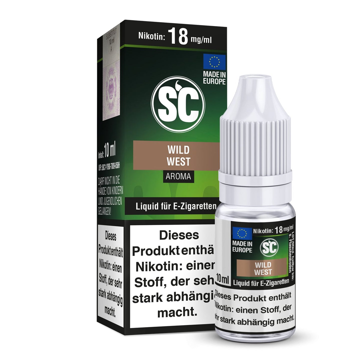 SC - Wild West Tabak - 10ml Fertigliquid (Nikotinfrei/NIkotin) - 1er Packung 0 mg/ml - Vapes4you