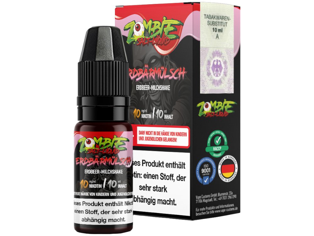 Zombie - Erdbärmülsch - 10ml Fertigliquid (Nikotinsalz) - Erdbärmülsch 1er Packung 10 mg/ml- Vapes4you