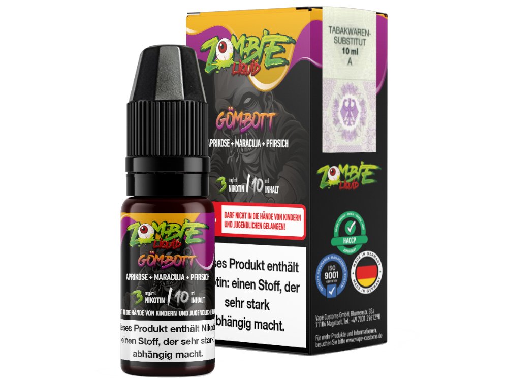 Zombie - Gömbott - 10ml Fertigliquid (Nikotinfrei/Nikotin) - Gömbott 1er Packung 12 mg/ml- Vapes4you