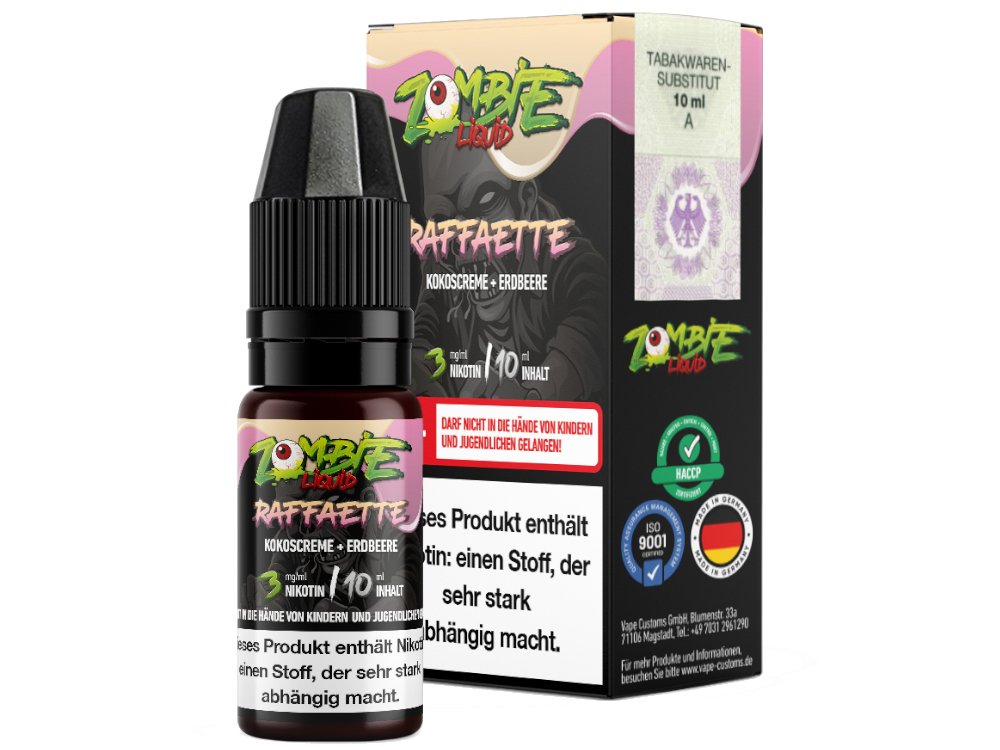 Zombie - Raffaette - 10ml Fertigliquid (Nikotinfrei/Nikotin) - Raffaette 1er Packung 3 mg/ml- Vapes4you